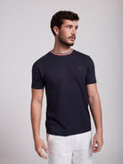 T-shirt Algodão Azul Manga Curta Regular Fit Mr. Blue