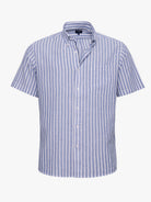 Camisa Linho Azul Manga Curta Regular Fit Mr. Blue