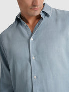 Camisa Algodão Azul Manga Comprida Tailored Fit Mr. Blue