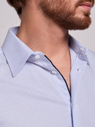 Camisa Algodão Azul Manga Comprida Slim Fit Mr. Blue