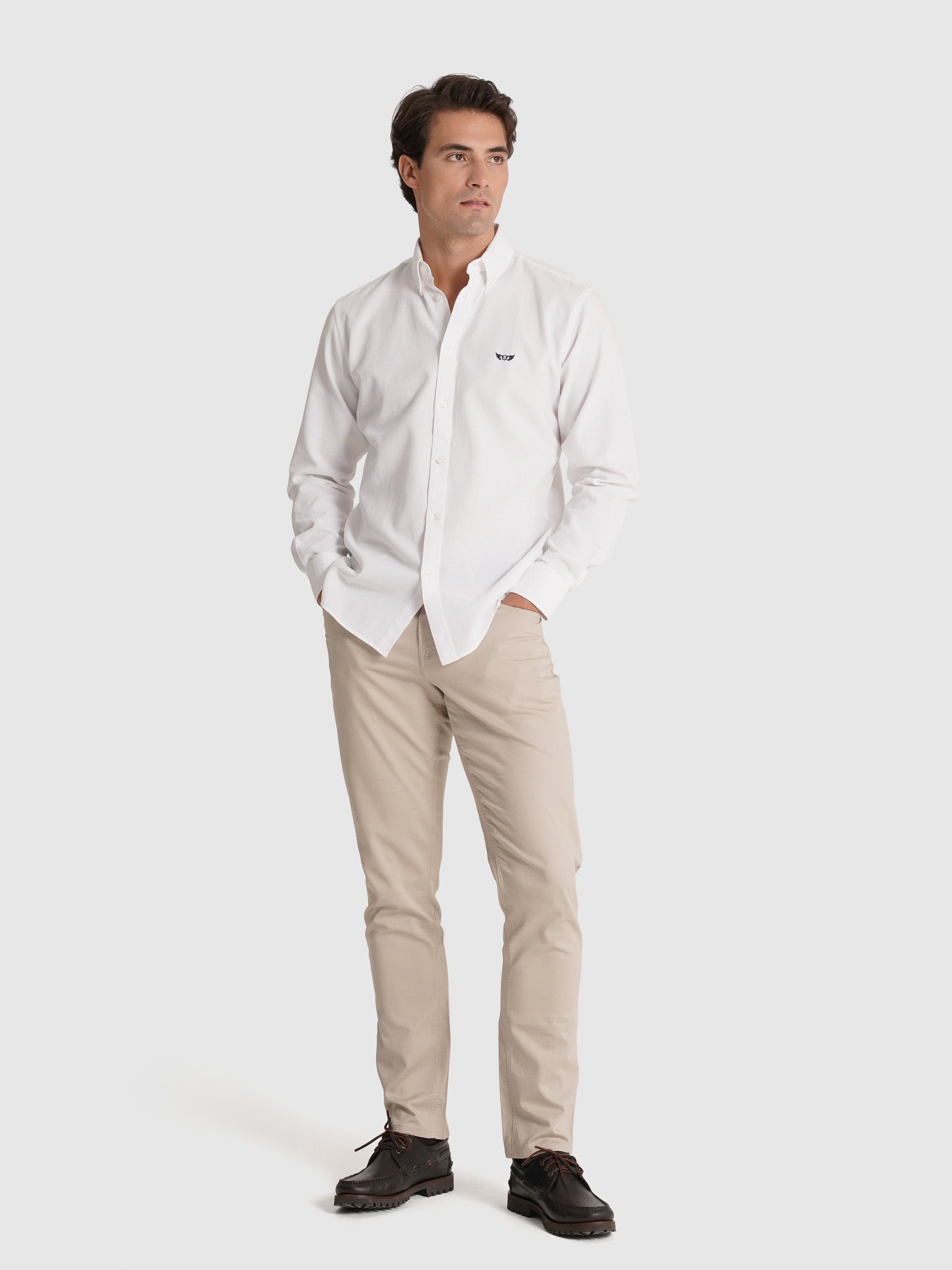 Camisa Algodão Branca Manga Comprida Regular Fit Mr. Blue