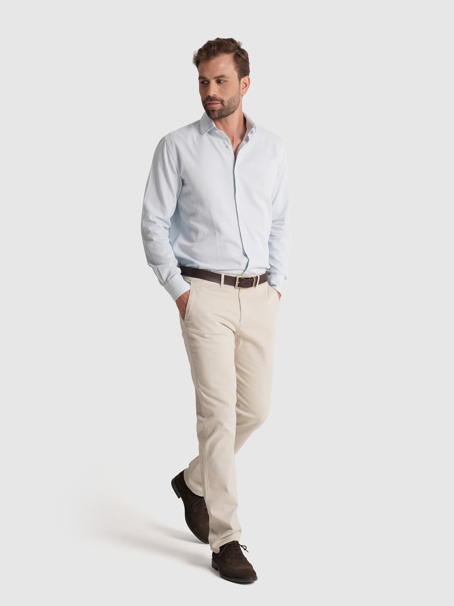 Camisa Algodão Azul Manga Comprida Regular Fit Mr. Blue