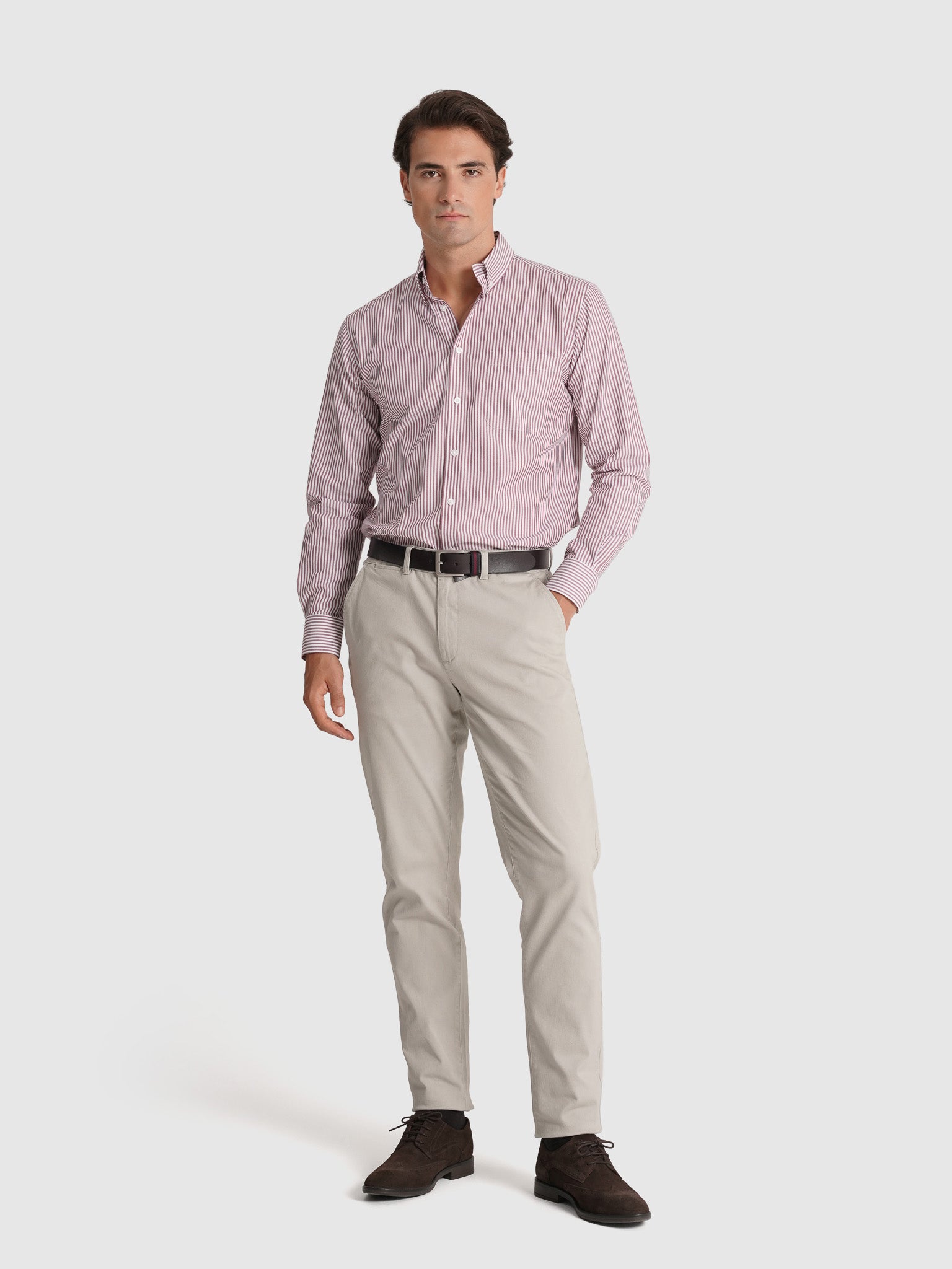 Camisa Algodão Vermelha Manga Comprida Regular Fit Mr. Blue