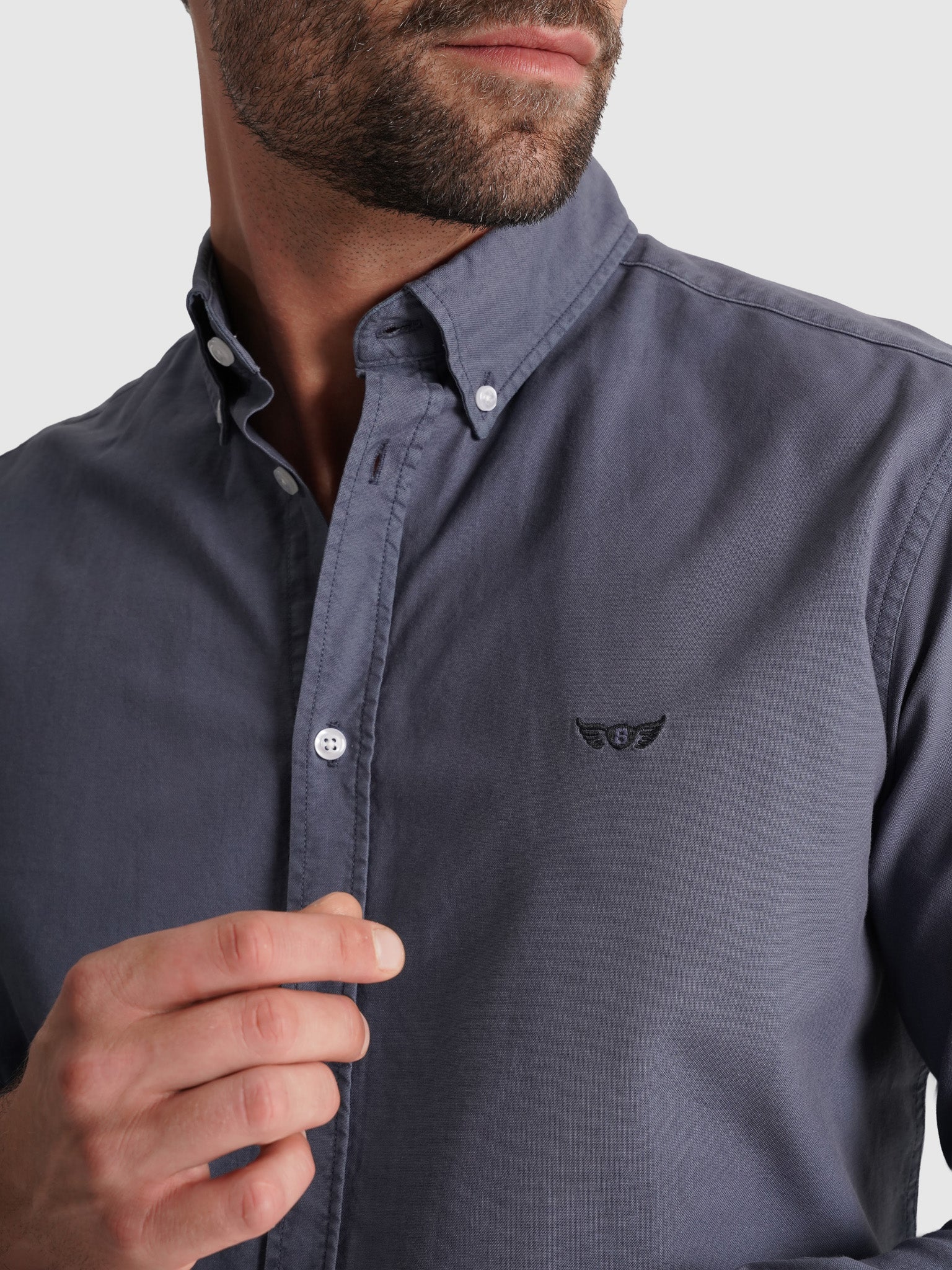 Camisa Algodão Azul Manga Comprida Regular Fit Mr. Blue