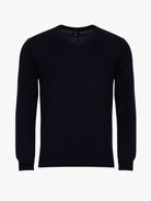 Pullover Caxemira Azul Com Cotoveleira Regular Fit Mr. Blue