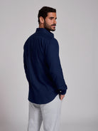 Camisa Algodão Azul Manga Comprida Regular Fit Mr. Blue