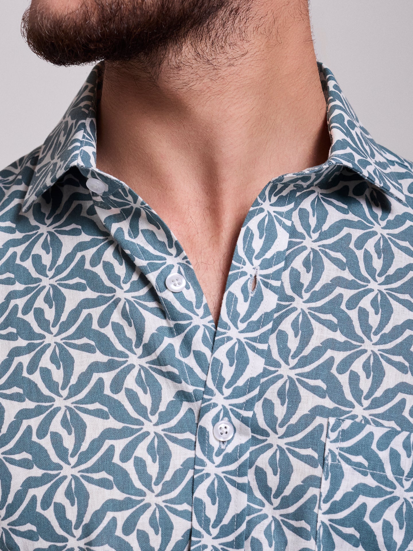 Camisa Linho Verde Manga Curta Regular Fit Mr. Blue