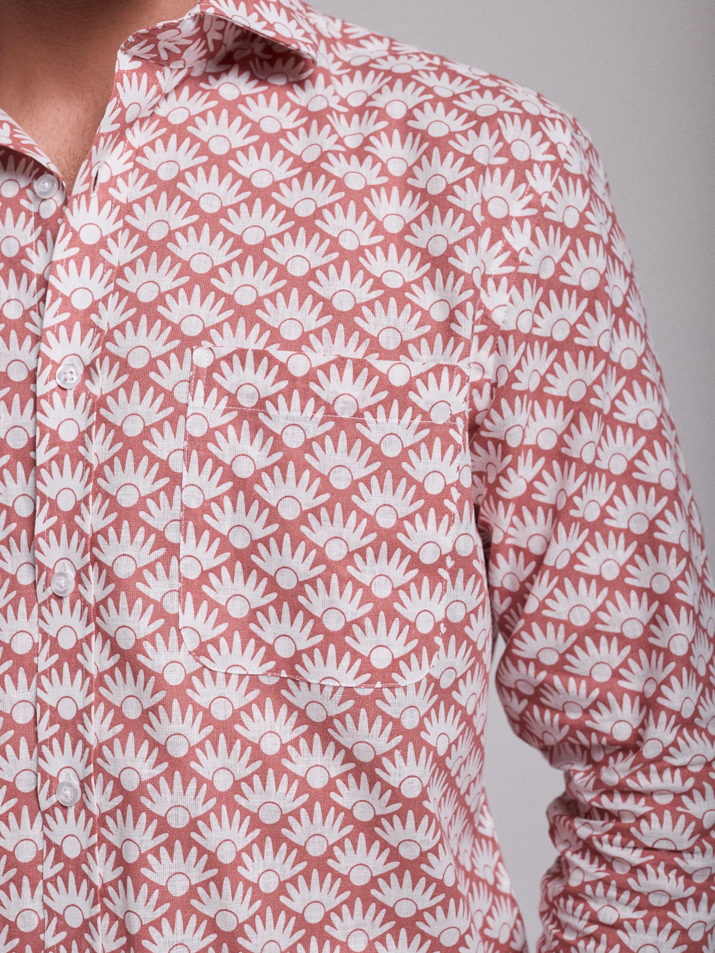 Camisa Linho Rosa Manga Comprida Regular Fit Mr. Blue