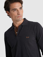 Polo Algodão Azul Manga Comprida Regular Fit Mr. Blue