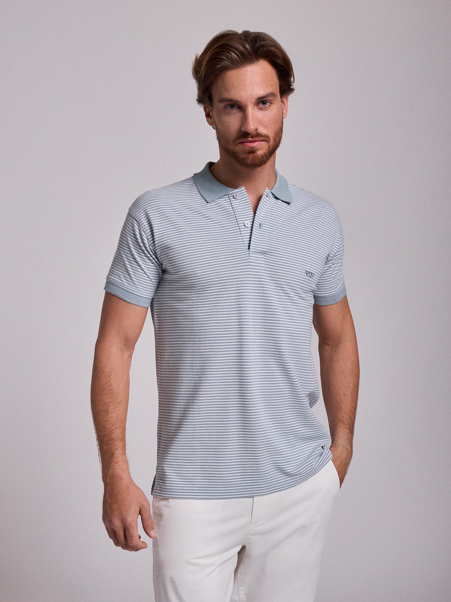 Polo Azul Manga Curta Regular Fit Mr. Blue
