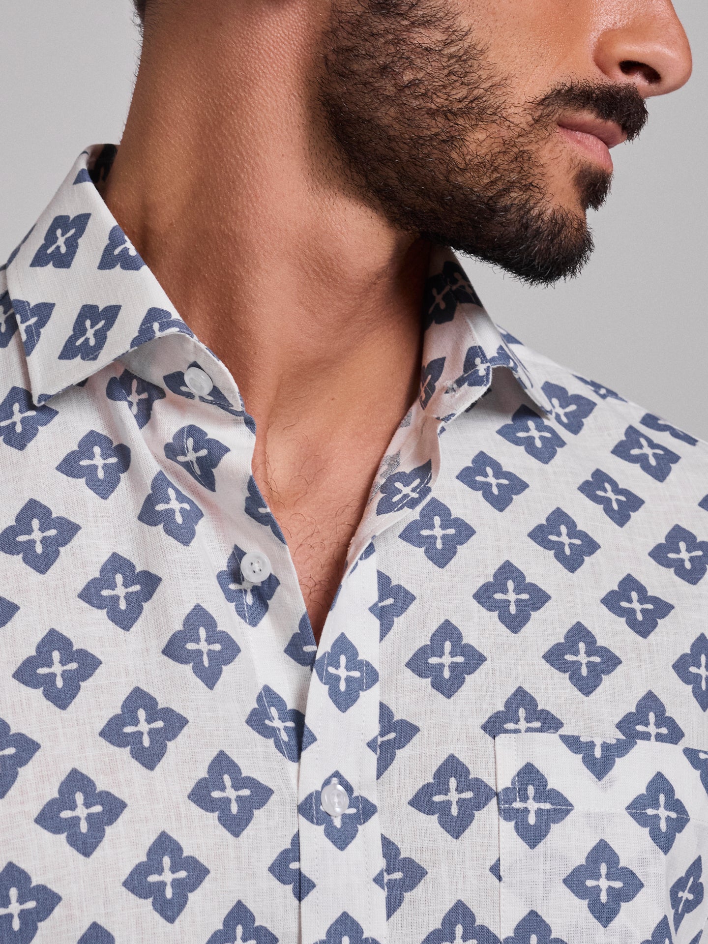 Camisa Linho Azul Manga Comprida Regular Fit Mr. Blue