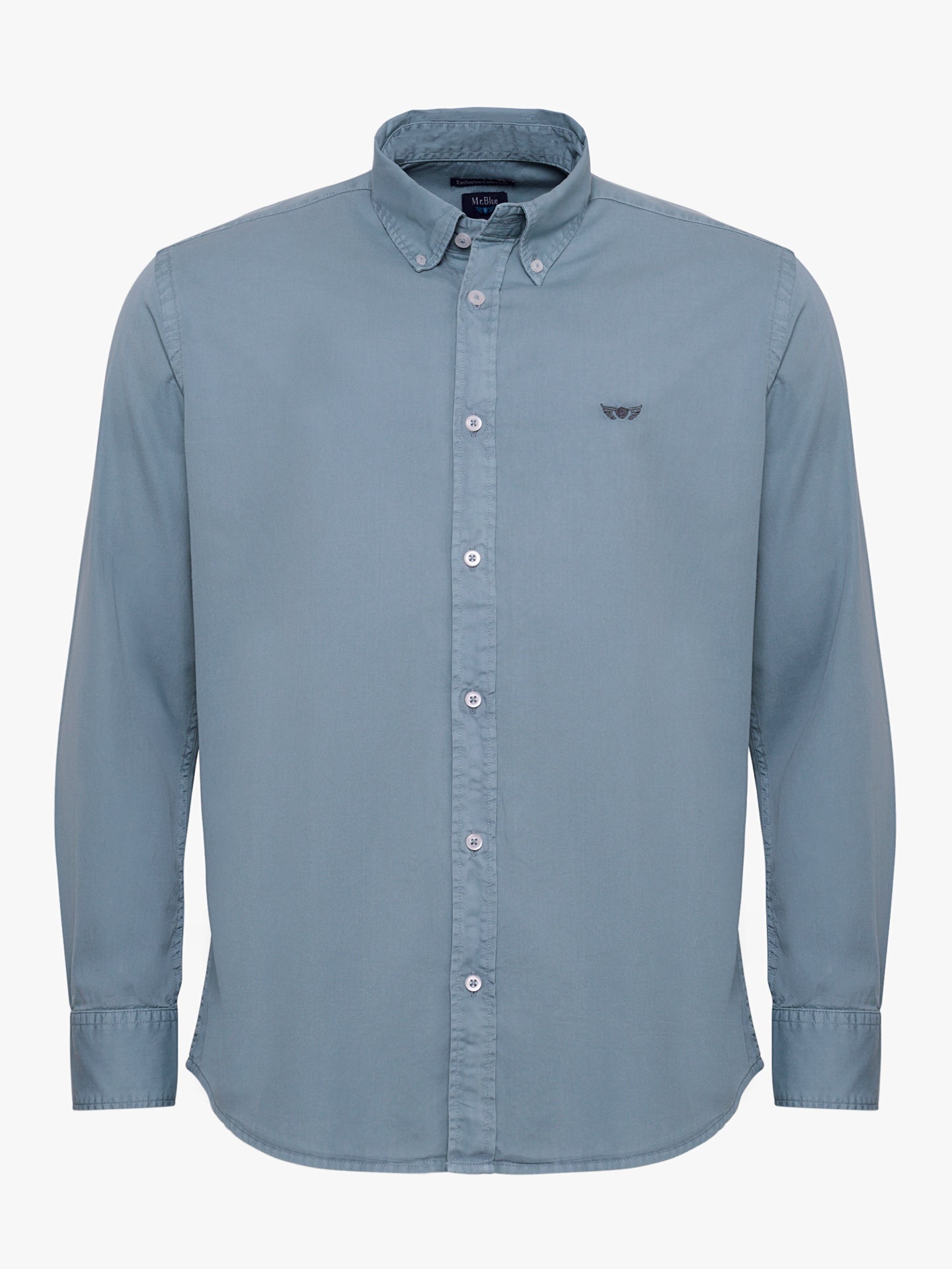 Camisa Algodão Azul Manga Comprida Regular Fit Mr. Blue