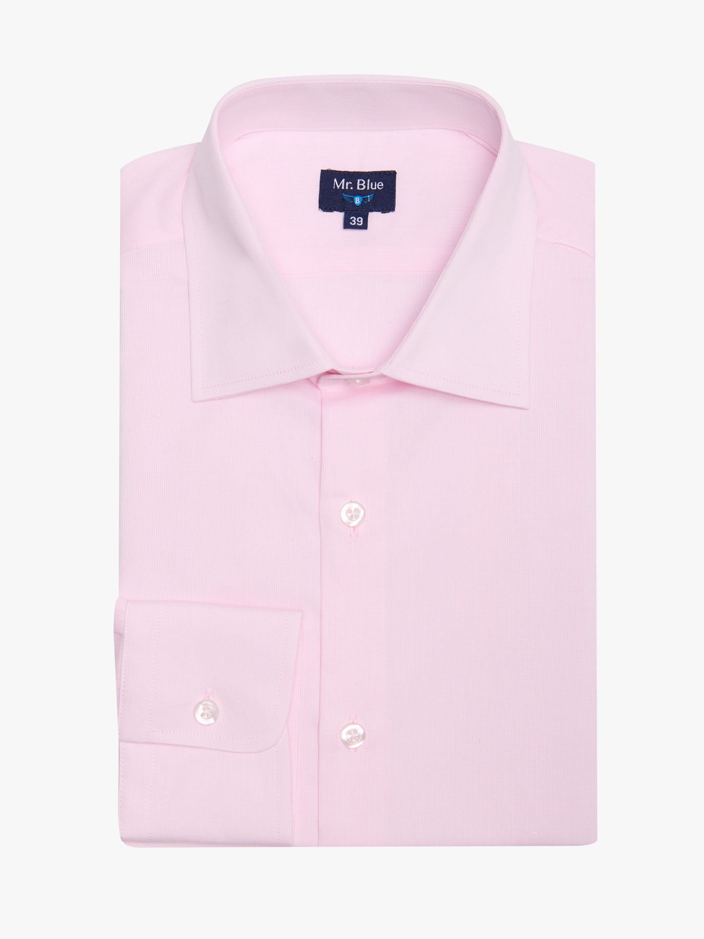 Camisa Algodão Rosa Manga Comprida Classic Fit Mr. Blue