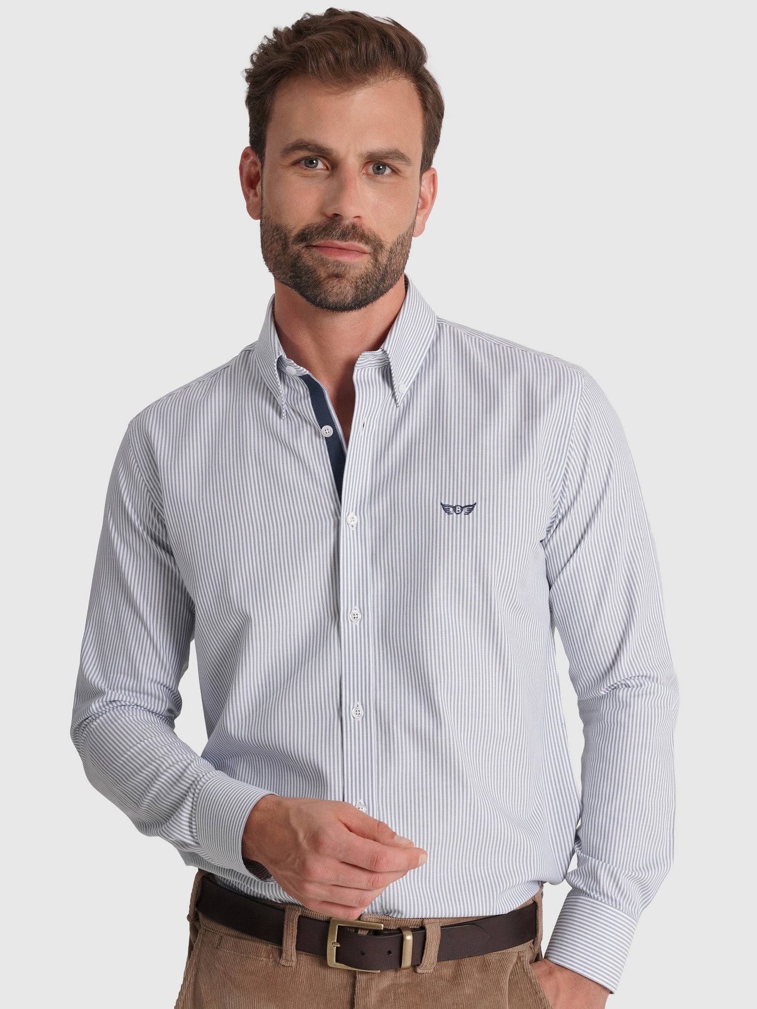 Camisa Algodão Azul Manga Comprida Regular Fit Mr. Blue