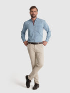 Camisa Algodão Azul Manga Comprida Regular Fit Mr. Blue