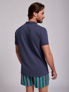 Polo Algodão Azul Manga Curta Regular Fit Mr. Blue