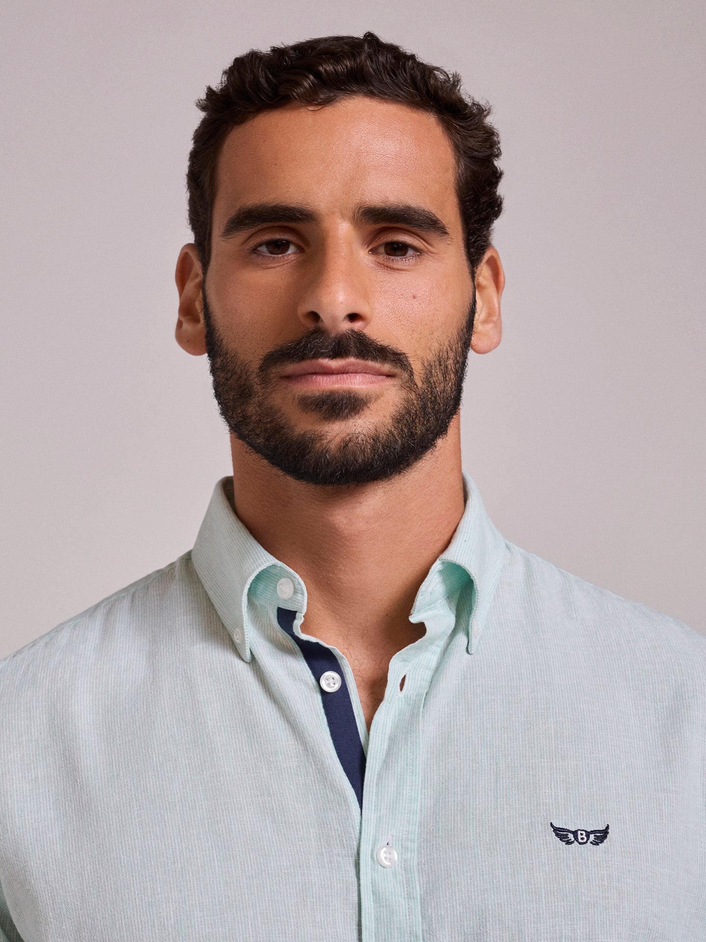 GREEN LINEN SHIRT LONG SLEEVE REGULAR FIT MR. BLUE