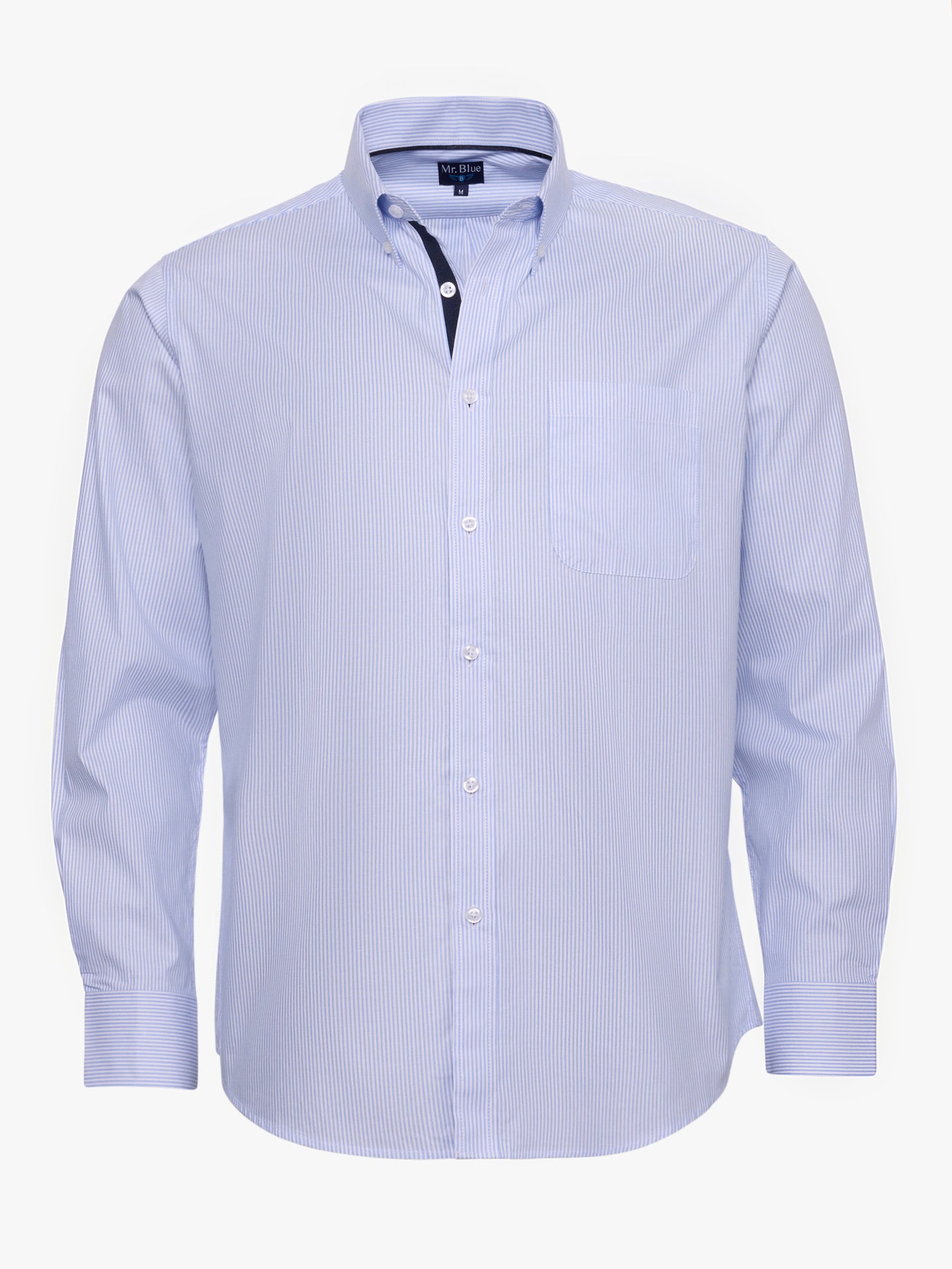 Camisa Algodão Azul Manga Comprida Regular Fit Mr. Blue