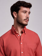 Camisa Linho Vermelha Manga Comprida Regular Fit Mr. Blue