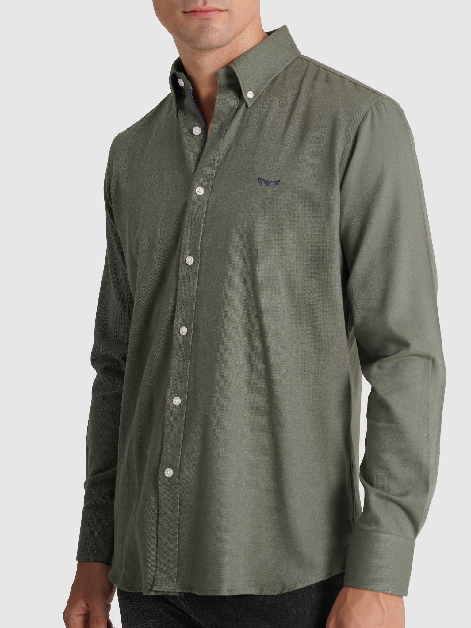 Camisa Algodão Verde Manga Comprida Regular Fit Mr. Blue