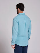 Camisa Linho Azul Manga Comprida Tailored Fit Mr. Blue