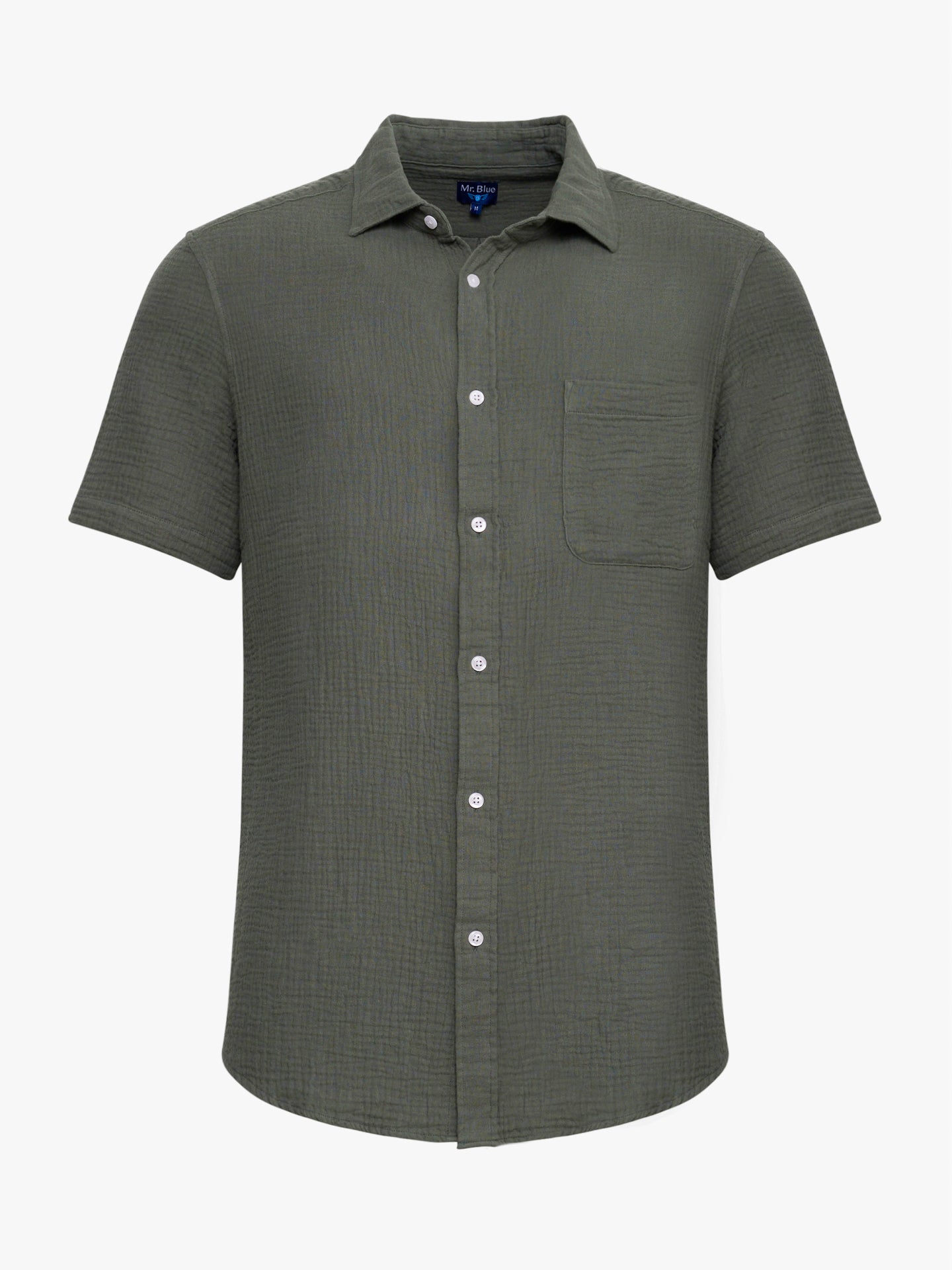 CAMISA ALGODÃO VERDE MANGA CURTA REGULAR FIT MR. BLUE