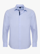 Camisa Algodão Azul Manga Comprida Slim Fit Mr. Blue