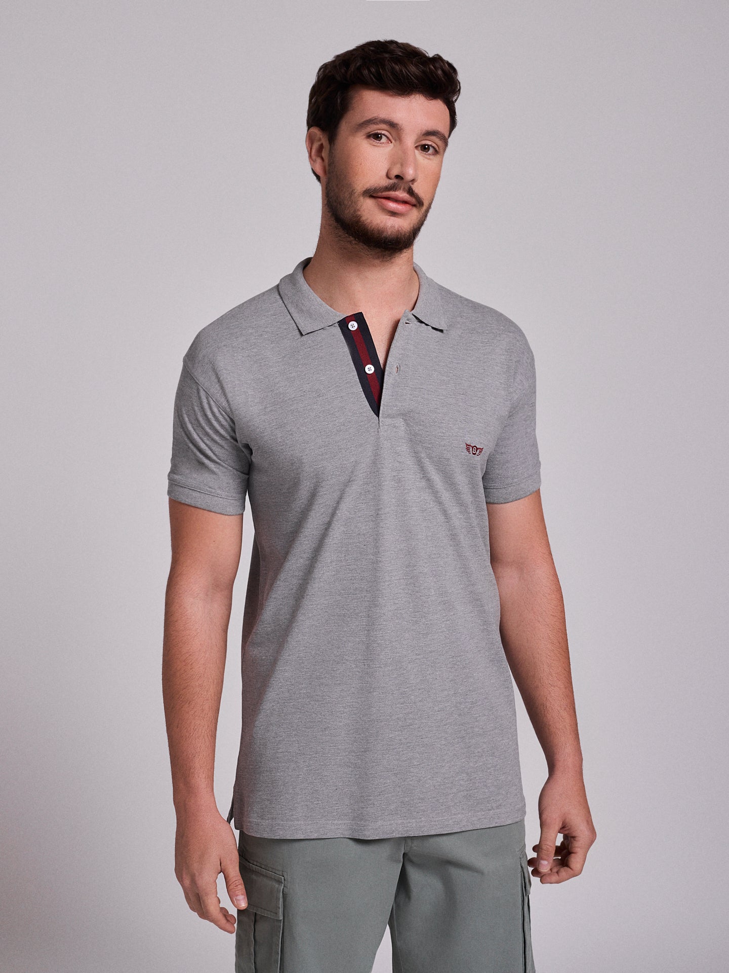 Polo Cinzento Manga Curta Regular Fit Mr. Blue