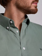 Camisa Linho Verde Manga Curta Regular Fit Mr. Blue