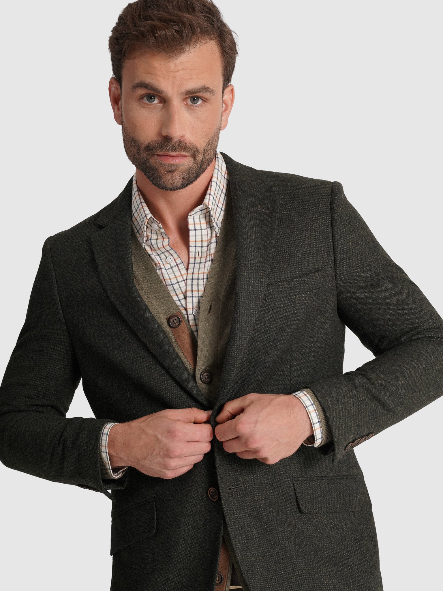 Blazer Lã Verde Manga Comprida Regular Fit Mr. Blue