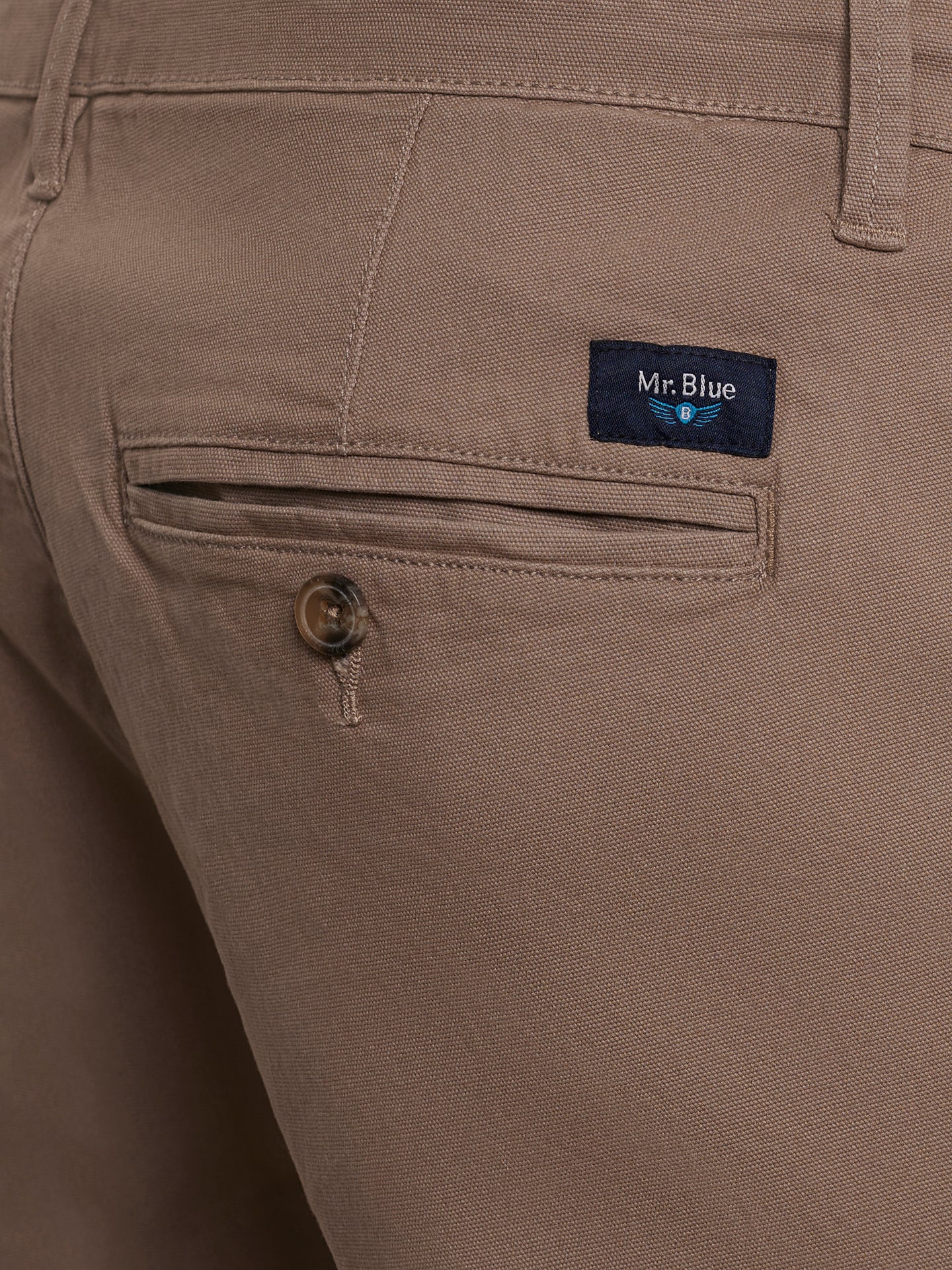 BEIGE SLIM FIT STRUCTURED TROUSERS MR. BLUE