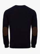 PULLOVER LÃ AZUL COM COTOVELEIRA REGULAR FIT MR. BLUE