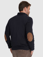 WOOL PULLOVER WITH REGULAR FIT MR ELBOW PADS. BLUE
