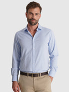 CAMISA ALGODÃO AZUL MANGA COMPRIDA SLIM FIT MR. BLUE