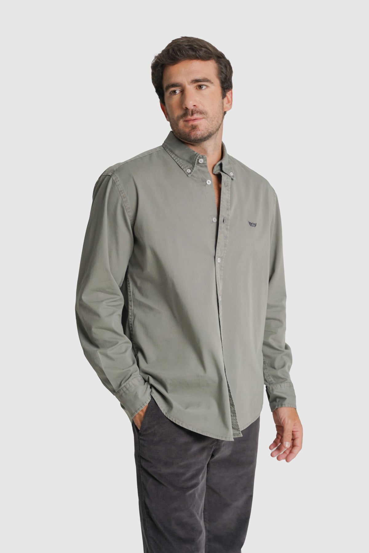 CAMISA TWILL REGULAR FIT VERDE LISA MR. BLUE