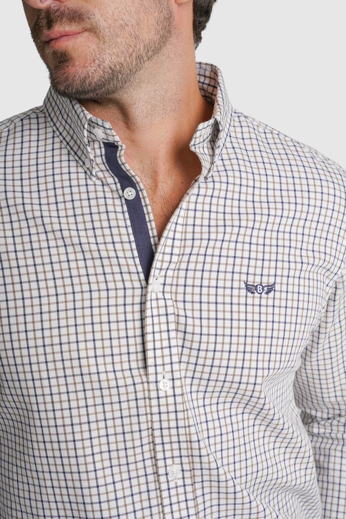 CAMISA TWILL REGULAR FIT BRANCA AO QUADRADO MR. BLUE