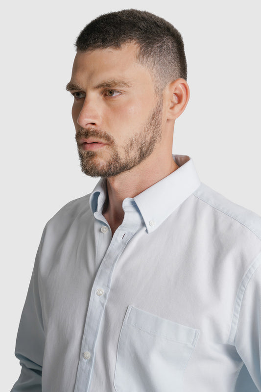 CAMISA ESTRUTURADA REGULAR FIT AZUL LISA MR. BLUE