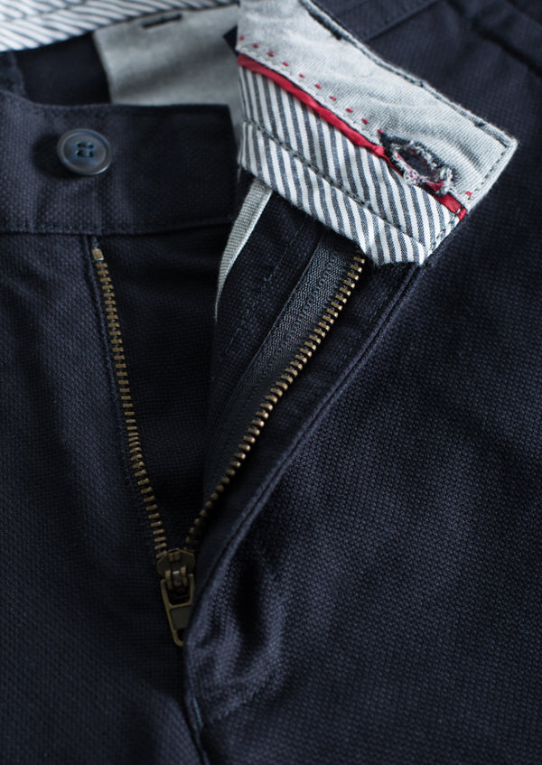 Dark blue regular fit cotton chino pants - Mr Blue