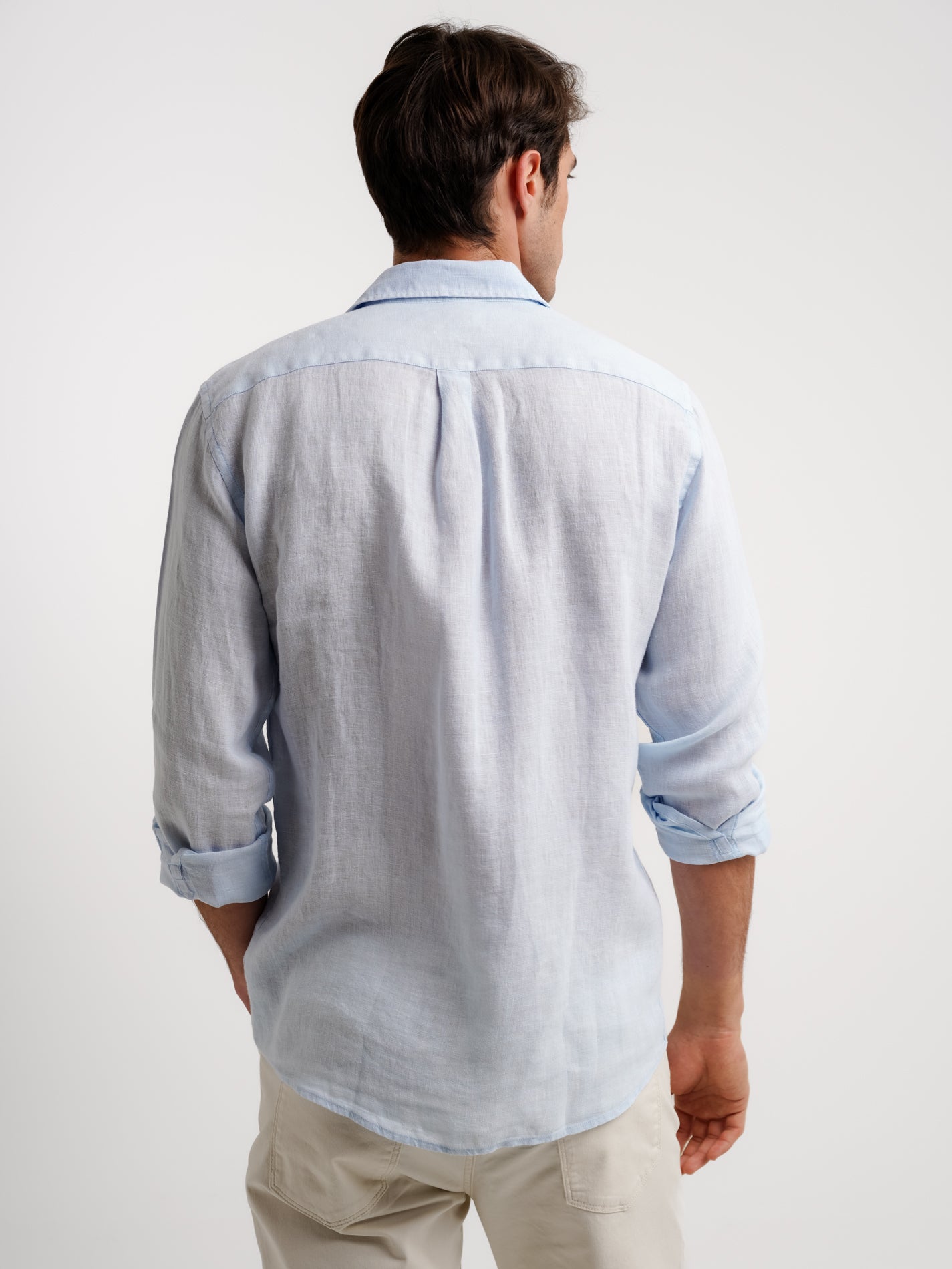 Camisa Tailored Fit Linho Azul Mr. Blue